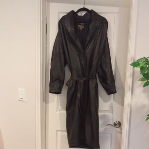Vera Pella Italian Black Leather Coat- Full Length GORGEOUS BUTTERY SOFT LEATHER
